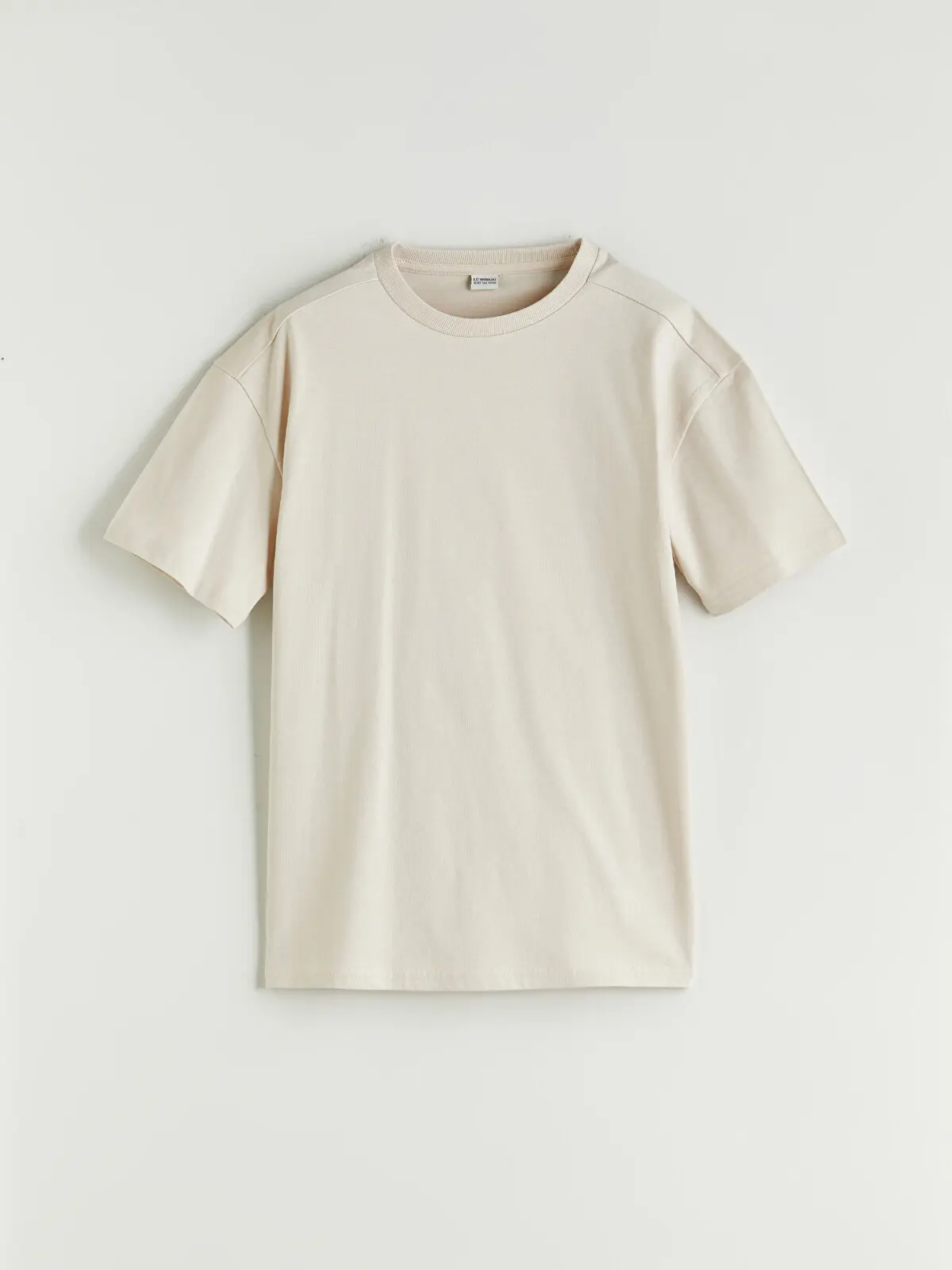 W5I188Z4-ZAB_1 LCW Kids Beige Crew Neck Basic Boys' T-Shirt - Image 1