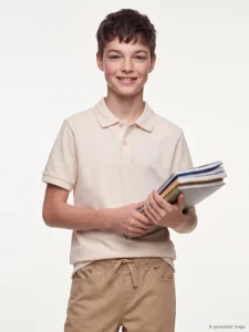 LC Waikiki Beige LCW KidsPolo Collar Boys' Pique T-Shirt