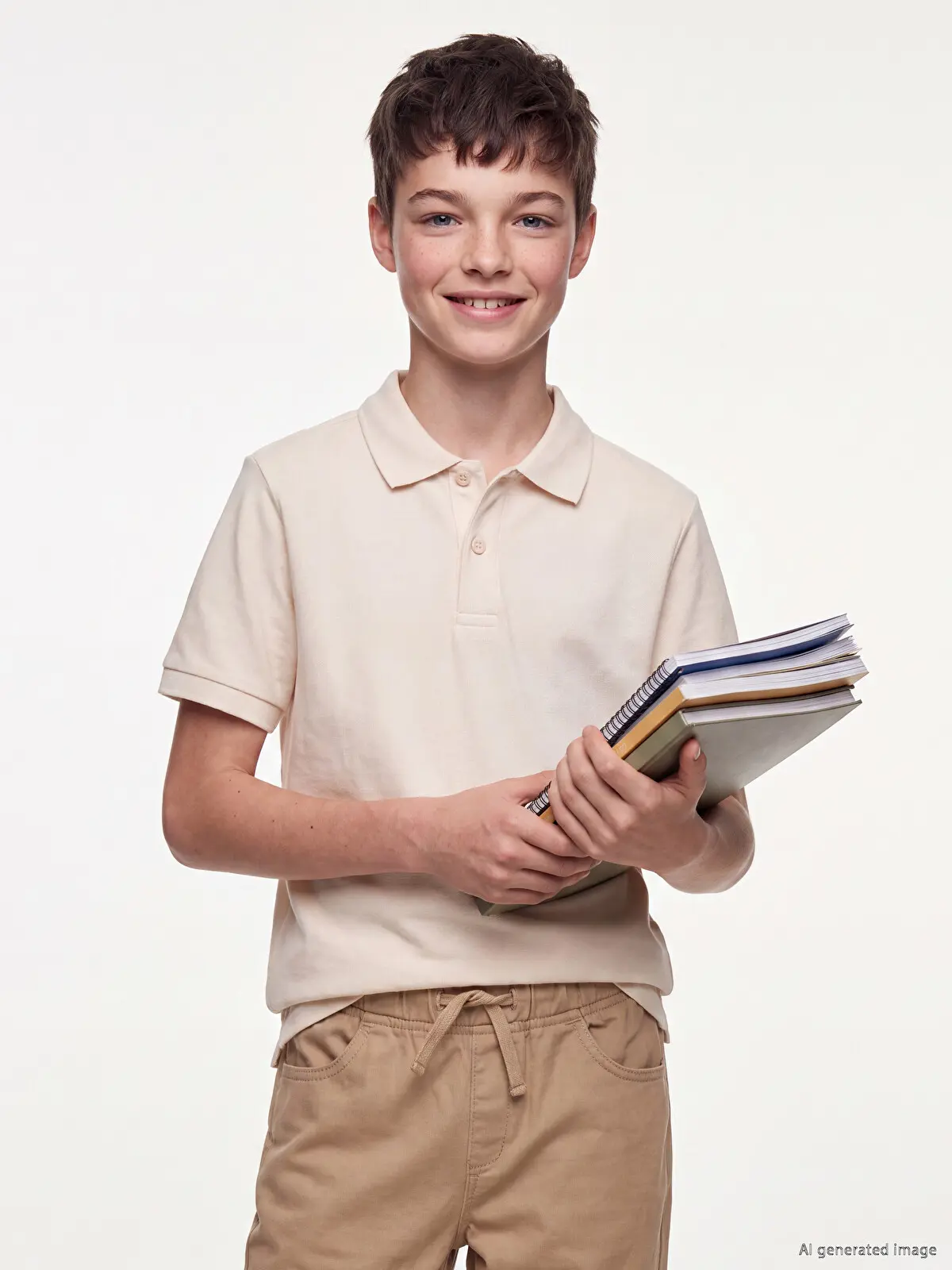 W60076Z4-FT0_1 LC Waikiki Beige LCW KidsPolo Collar Boys' Pique T-Shirt - Image 1