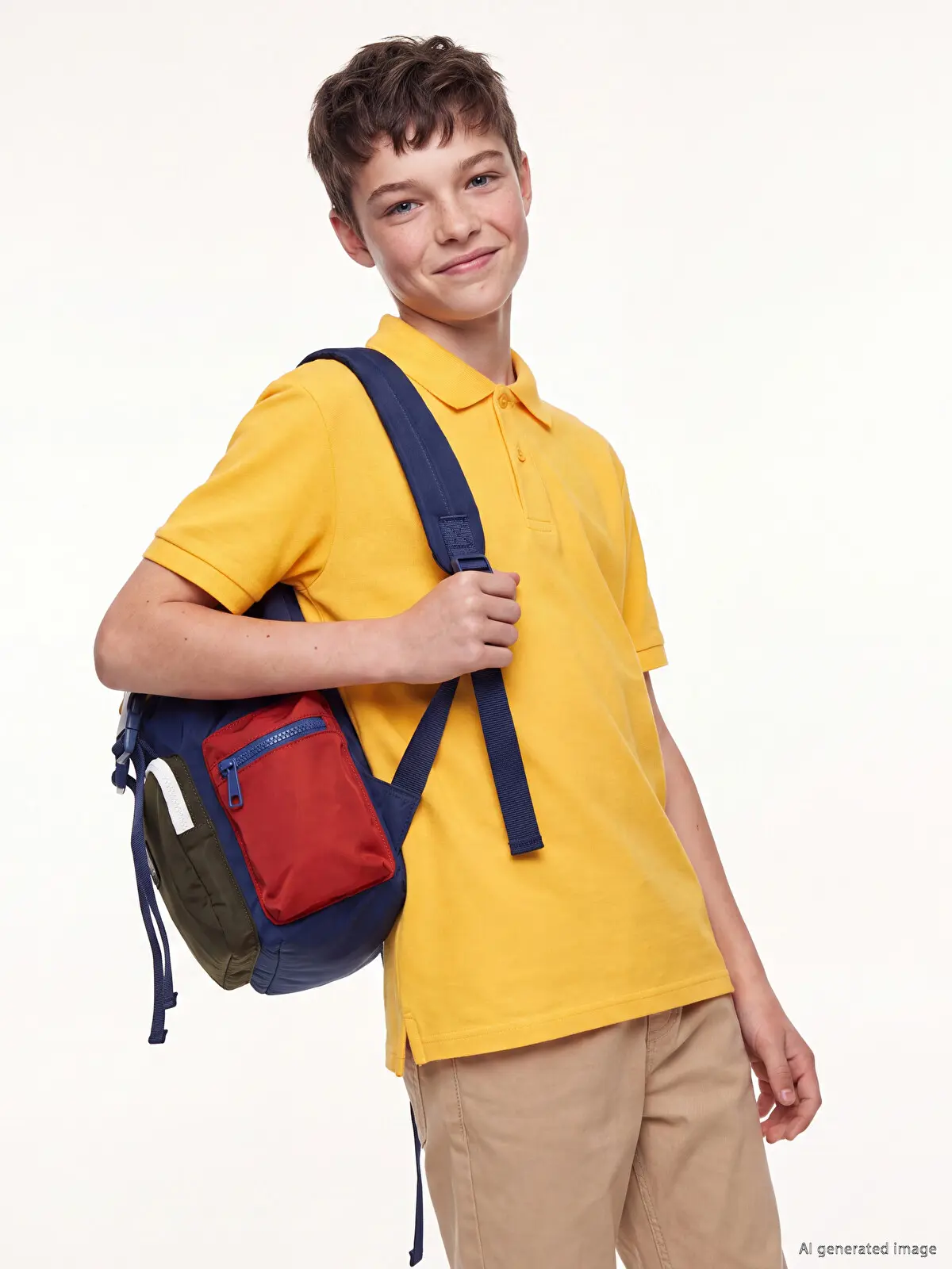 W60076Z4-FVT_1 LC Waikiki Yellow LCW KidsPolo Collar Boys' Pique T-Shirt - Image 1