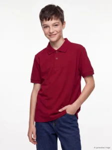 LC Waikiki Burgundy LCW KidsPolo Collar Boys' Pique T-Shirt - Image 2