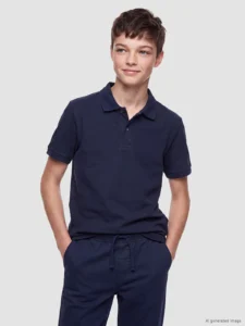 LC Waikiki Navy Blue LCW KidsPolo Collar Boys' Pique T-Shirt - Image 2