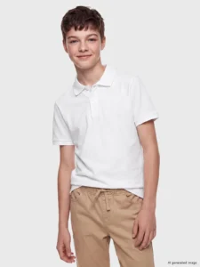 LC Waikiki White LCW KidsPolo Collar Boys' Pique T-Shirt - Image 2