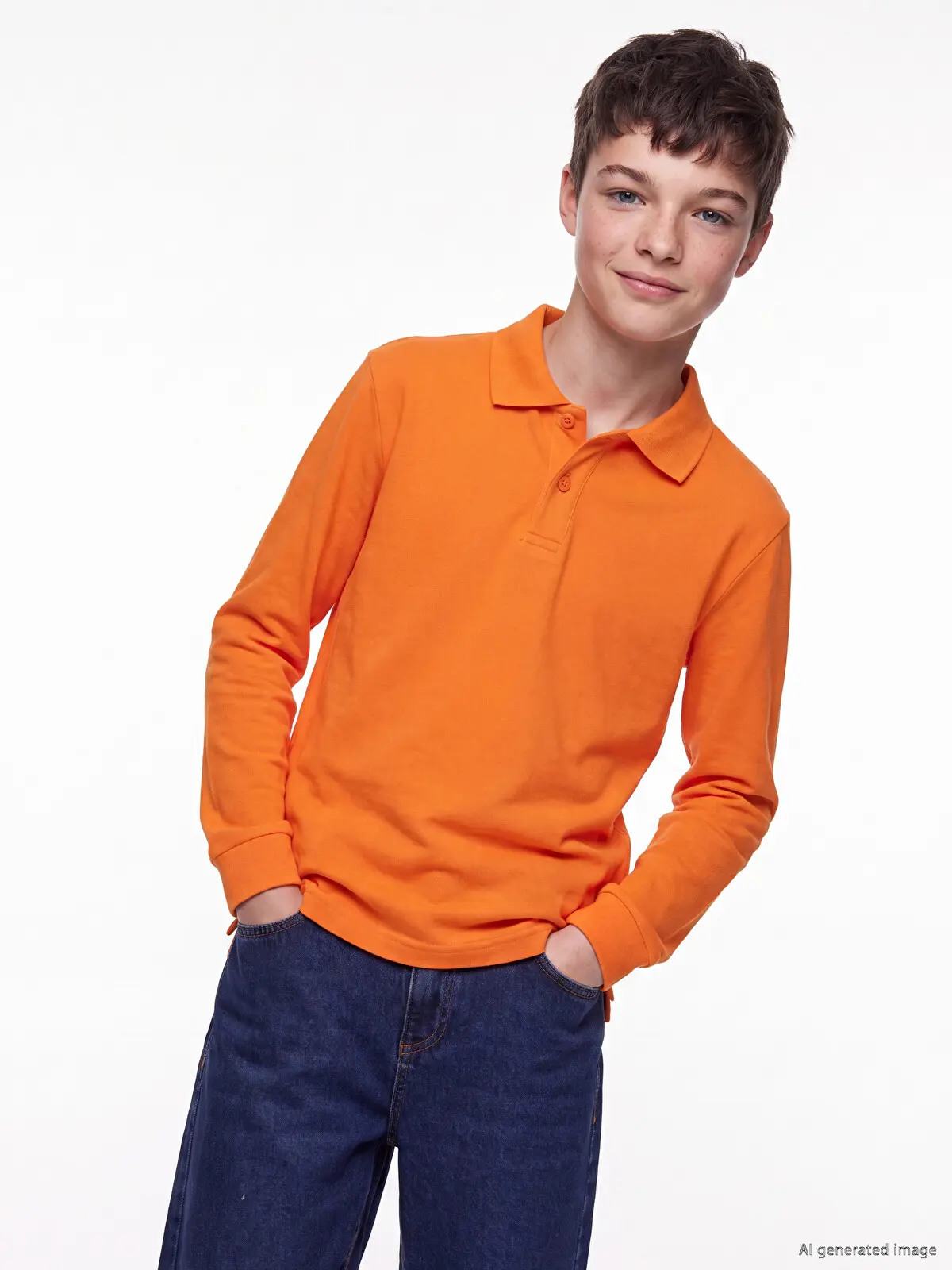 W60081Z4-GEU_1 LC Waikiki Orange LCW KidsPolo Collar Boys' T-Shirt - Image 1