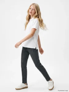 LC Waikiki Anthracite LCW KidsSewing Detailed Girls' Leggings
