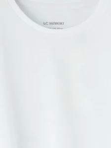 LC Waikiki White LCW KidsBisiklet Collar Basic Girls' T-Shirt - Image 4