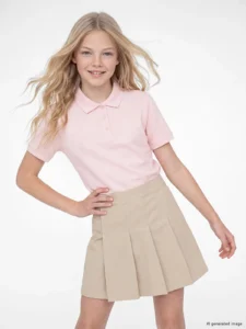 LC Waikiki Pink LCW KidsPolo Collar Girls' Pique T-Shirt - Image 3