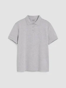 LC Waikiki Gray LCW KidsPolo Collar Girls' Pique T-Shirt - Image 2