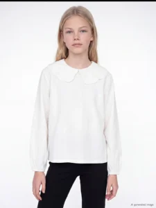 LC Waikiki White LCW Kids Baby Collared Embroidered Girls' T-Shirt