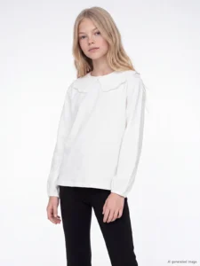 LC Waikiki White LCW Kids Baby Collared Embroidered Girls' T-Shirt - Image 2