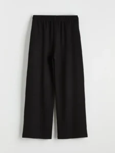 LC Waikiki Black LCW KidsGirl Kids Wide Leg Soft Touch Sweatpants - Image 3