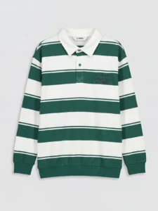 LC Waikiki Green LCW KidsStriped Long Sleeve Boys' T-Shirt - Image 2