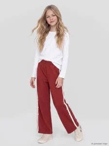LC Waikiki Burgundy LCW KidsWide Both Girls' Soft Touch Sweatpants - Image 2