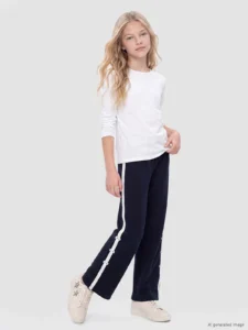 LC Waikiki Navy Blue LCW KidsWide Both Girls' Soft Touch Sweatpants