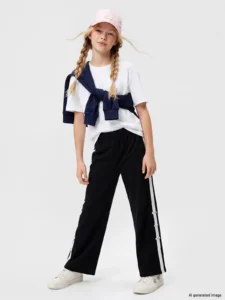 LC Waikiki Navy Blue LCW KidsWide Both Girls' Soft Touch Sweatpants - Image 2
