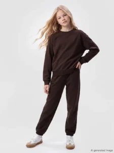 LC Waikiki Brown LCW KidsGirl Kids Tracksuit - Image 2