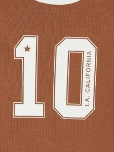LC Waikiki Brown LCW KidsBisiklet Collar Printed Girls' T-Shirt - Image 4