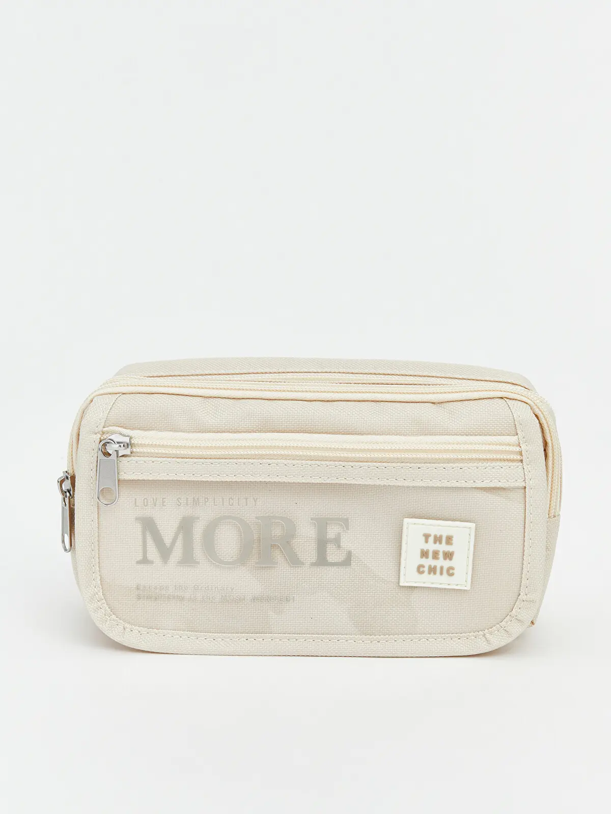 W68186Z4-T9R_1 LC Waikiki Ecru LCW ACCESSORIESDouble Zippered Pen Holder - Image 1