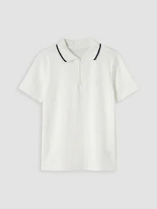 LC Waikiki White LCW KidsPolo Collar textured Boys' T-Shirt - Image 2