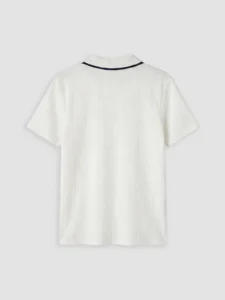LC Waikiki White LCW KidsPolo Collar textured Boys' T-Shirt - Image 4
