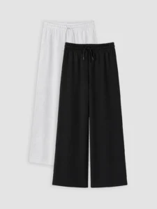 LC Waikiki Gray LCW KidsWide Both Girls' 2 Sets Sweatpants