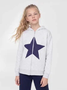 LC Waikiki Gray LCW KidsGirl Kids Zippered Sweatshirt - Image 2