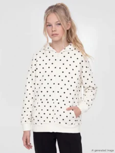 LC Waikiki Ecru LCW KidsPuantiyeli Girls' Zippered Sweatshirt - Image 2