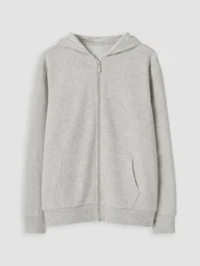 LC Waikiki Gray LCW KidsHooded Girls' Zippered Sweatshirt - Image 3