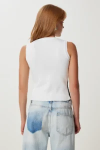 Happiness İstanbul Women's White Black Contrast Color Stretchy Knitwear Blouse - Image 5
