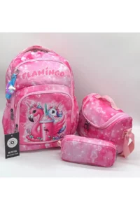 Bevitton Backpack Primary School Bag Set of 3 Girls Primary School Bag Character Patterned Pink - Image 2