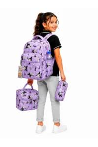 Bevitton First School Bag Set of 3 Girls Primary School Bag Character Patterned Lilac