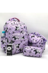 Bevitton First School Bag Set of 3 Girls Primary School Bag Character Patterned Lilac - Image 2
