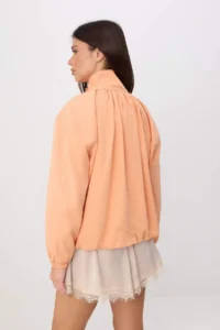 TRENDYOLMİLLA Orange Oversized Stand Collar linen look Bomber Jacket Coat - Image 8