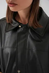 Bigdart Women Oversized Leather Jacket 1055 - Black - Image 6