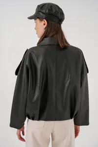 Bigdart Women Oversized Leather Jacket 1055 - Black - Image 7
