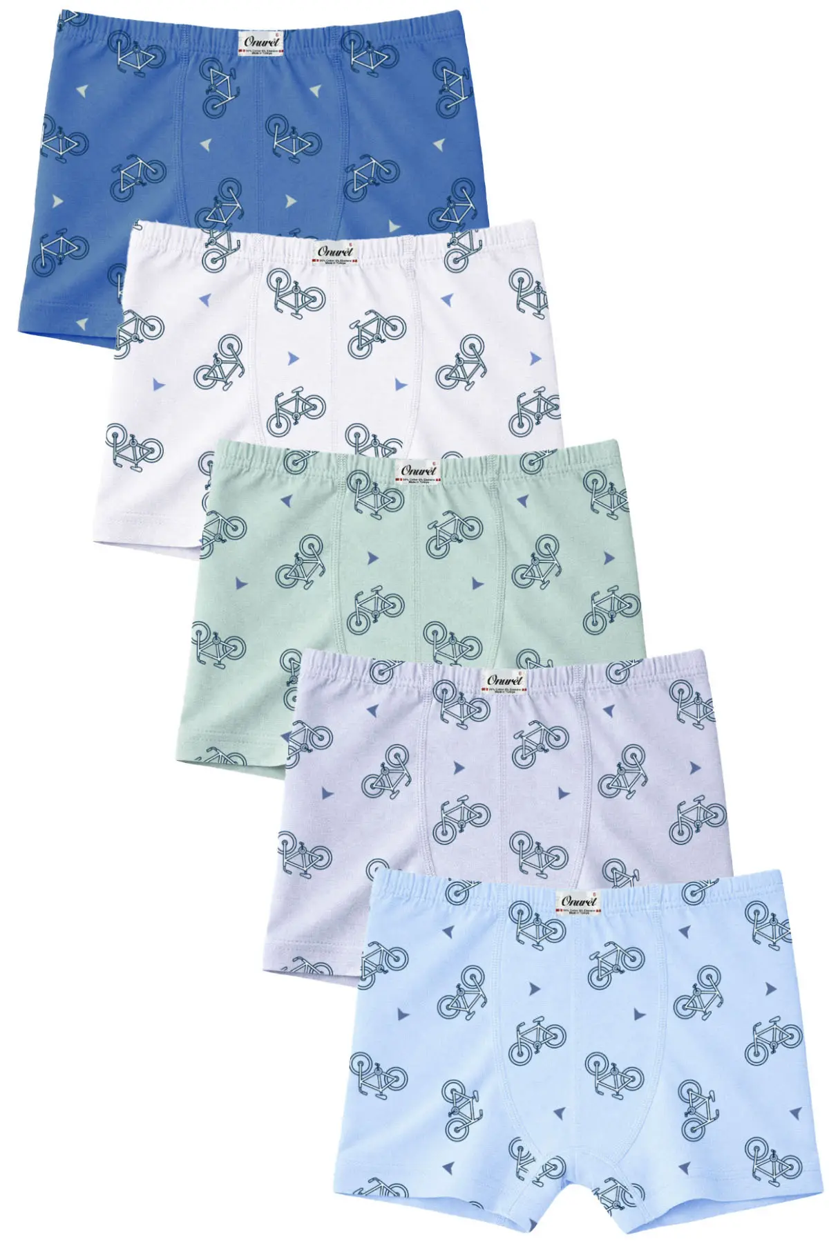 Onurel 5-Piece Boy's Colorful Patterned Lycra Cotton Boxers