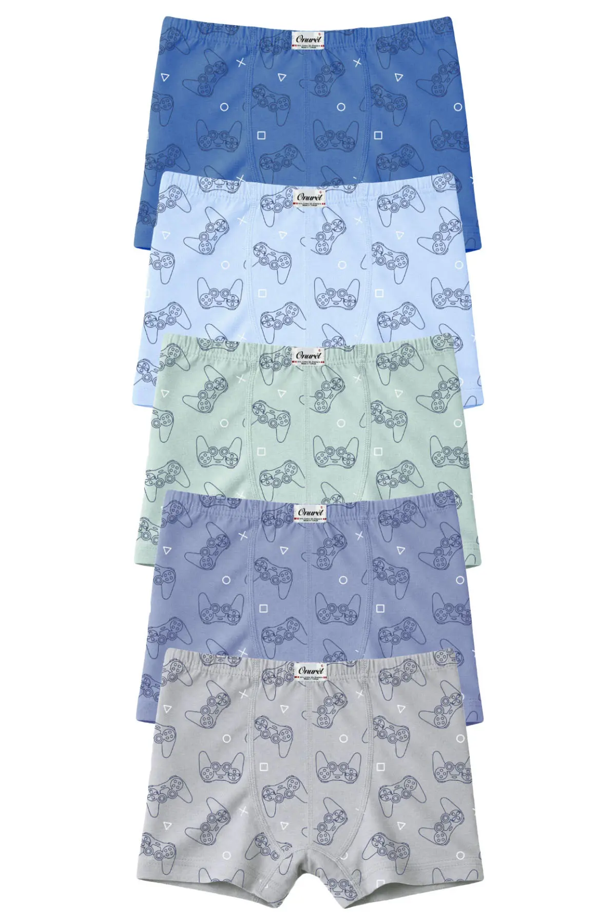Onurel Boy's 5 Pack Mixed Color Console Printed Lycra Boxers
