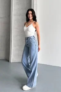macharel jeans Women High Waist Jeans Yan Pocket Jeans Palazzo Pants Pants - Image 7