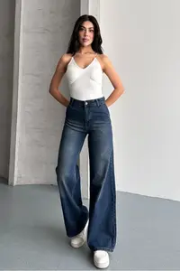 macharel jeans Women High Waist Jeans Yan Pocket Jeans Palazzo Pants Pants - Image 3