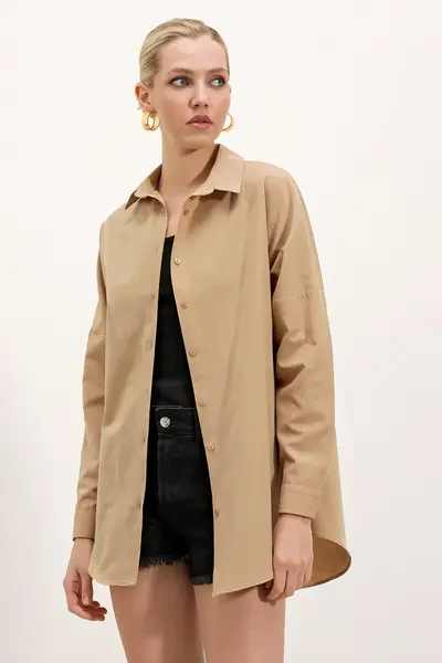 Bigdart 3900 Oversized LONG Basic Shirt - Biscuit