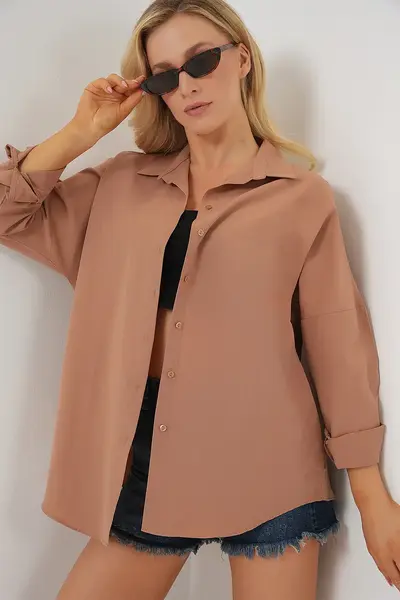 Bigdart 3900 Oversized LONG Basic Shirt - Camel