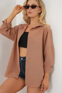 Bigdart 3900 Oversized LONG Basic Shirt - Camel - Image 4