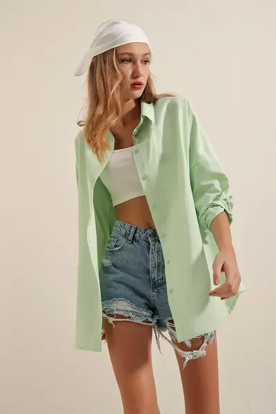 Bigdart 3900 Oversized LONG Basic Shirt - E.Green