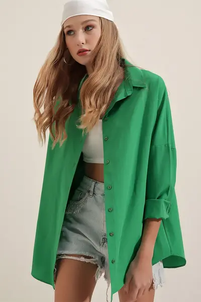 Bigdart 3900 Oversized LONG Basic Shirt - Green