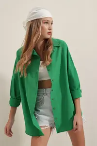 Bigdart 3900 Oversized LONG Basic Shirt - Green - Image 4