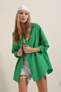 Bigdart 3900 Oversized LONG Basic Shirt - Green - Image 6