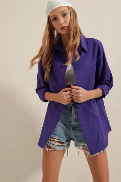 Bigdart 3900 Oversized LONG Basic Shirt - Purple
