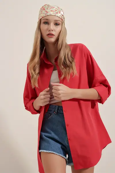Bigdart 3900 Oversized LONG Basic Shirt - Red