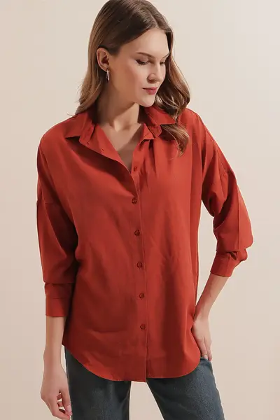 Bigdart 3900 Oversized LONG Basic Shirt - Brick Red