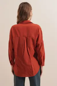 Bigdart 3900 Oversized LONG Basic Shirt - Brick Red - Image 7